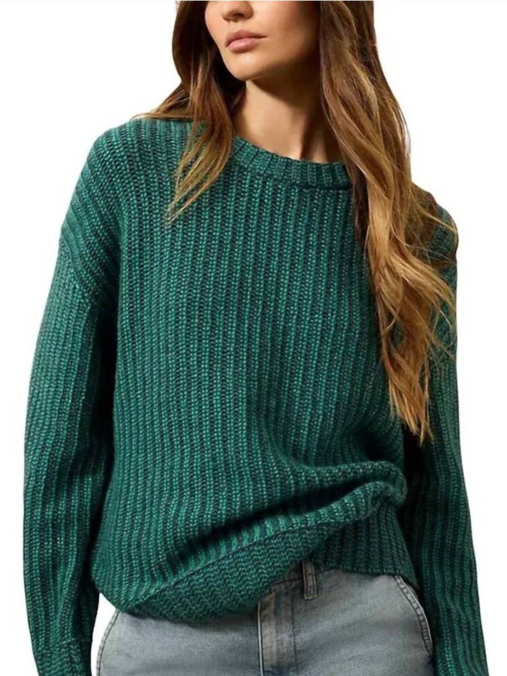 FAHERTY Heirloom 100% Organic Cotton Seamoss Pullover Chunky Sweater L